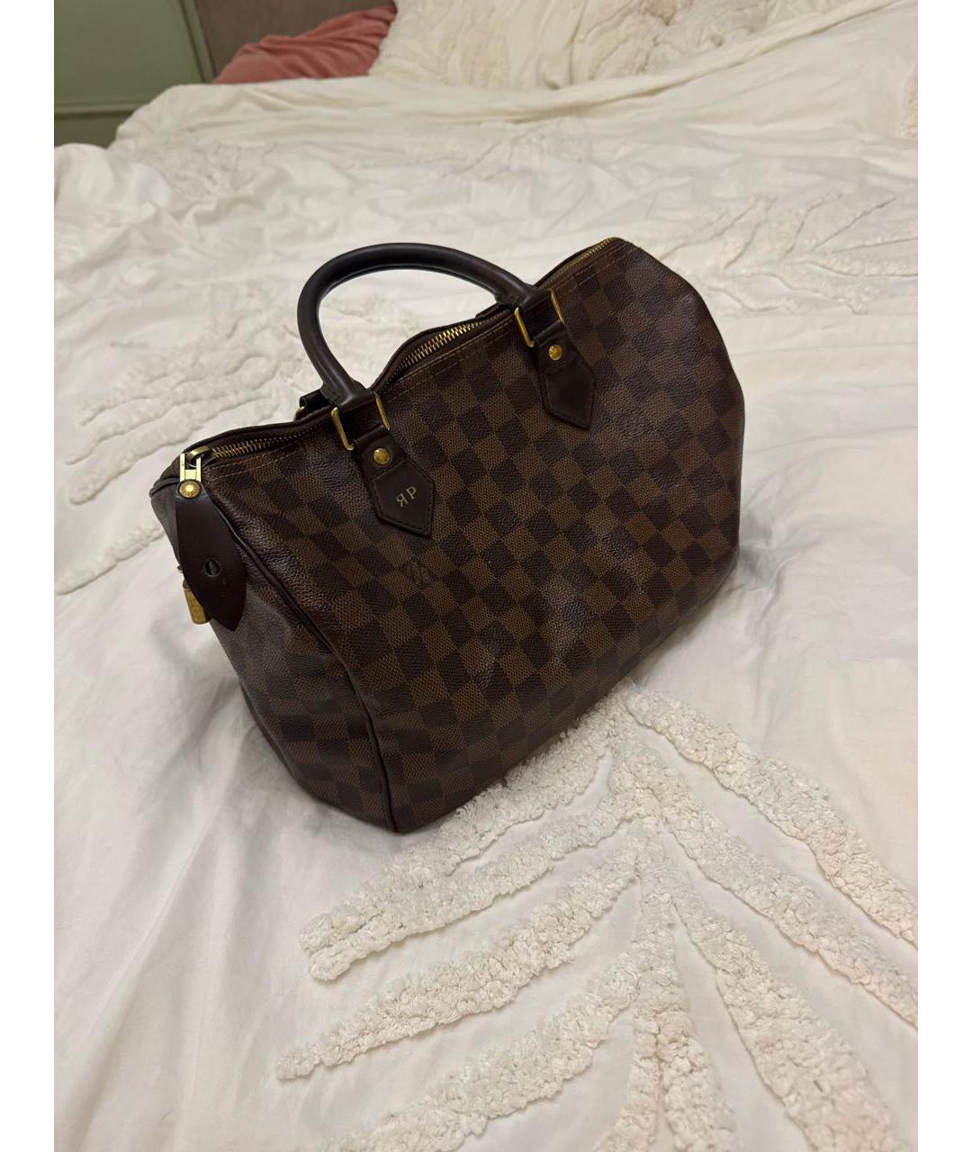 LOUIS VUITTON Коричневая кожаная сумка с короткими ручками, фото 2