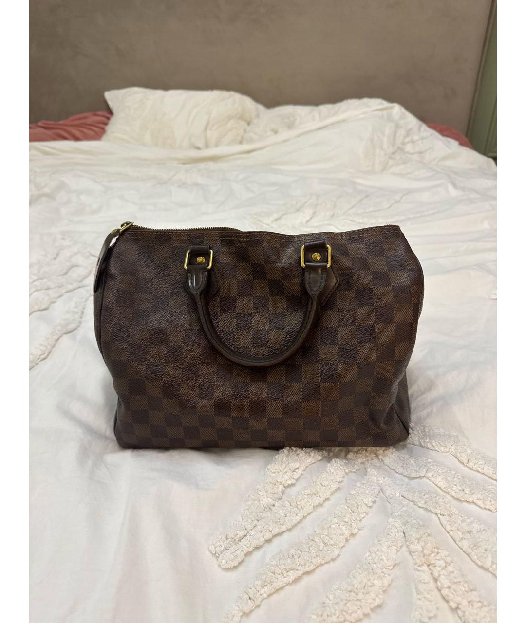 LOUIS VUITTON Коричневая кожаная сумка с короткими ручками, фото 8