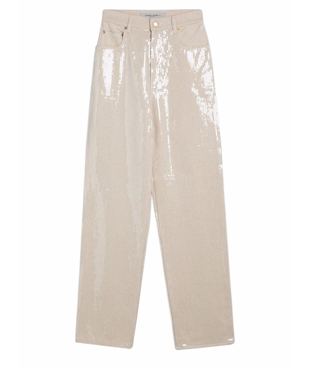 GOLDEN GOOSE DELUXE BRAND Бежевые хлопковые прямые джинсы, фото 1