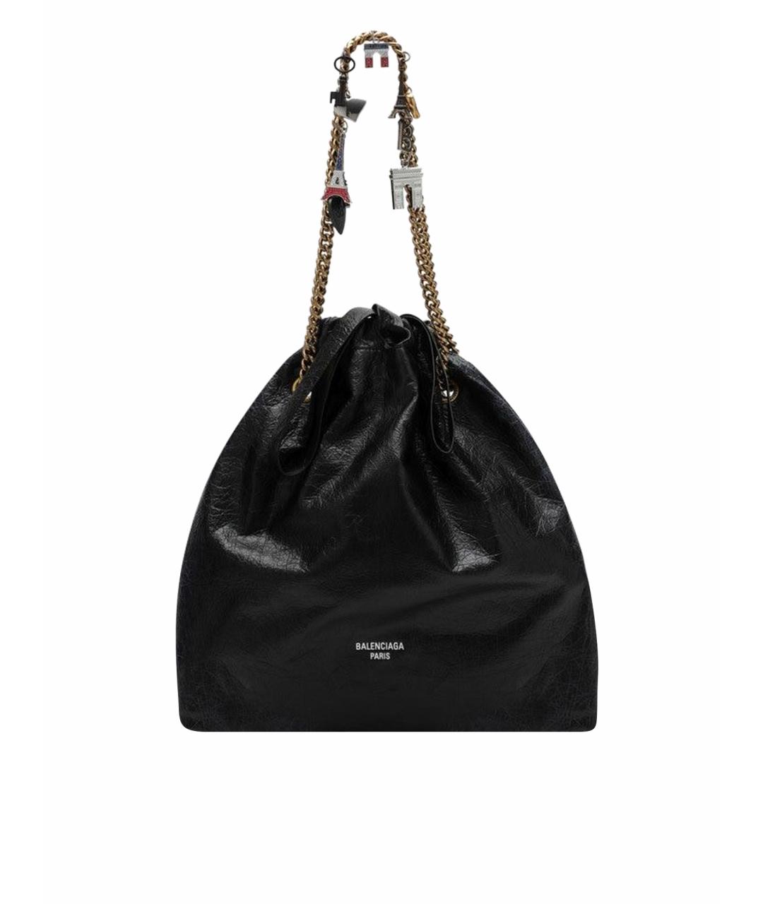 BALENCIAGA Черная кожаная сумка тоут, фото 1