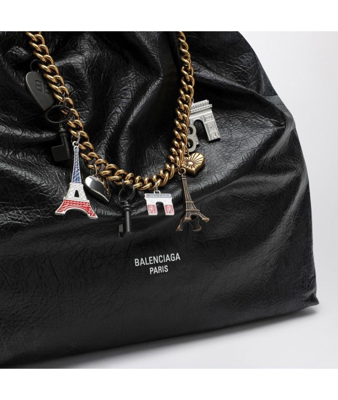 BALENCIAGA Черная кожаная сумка тоут, фото 5