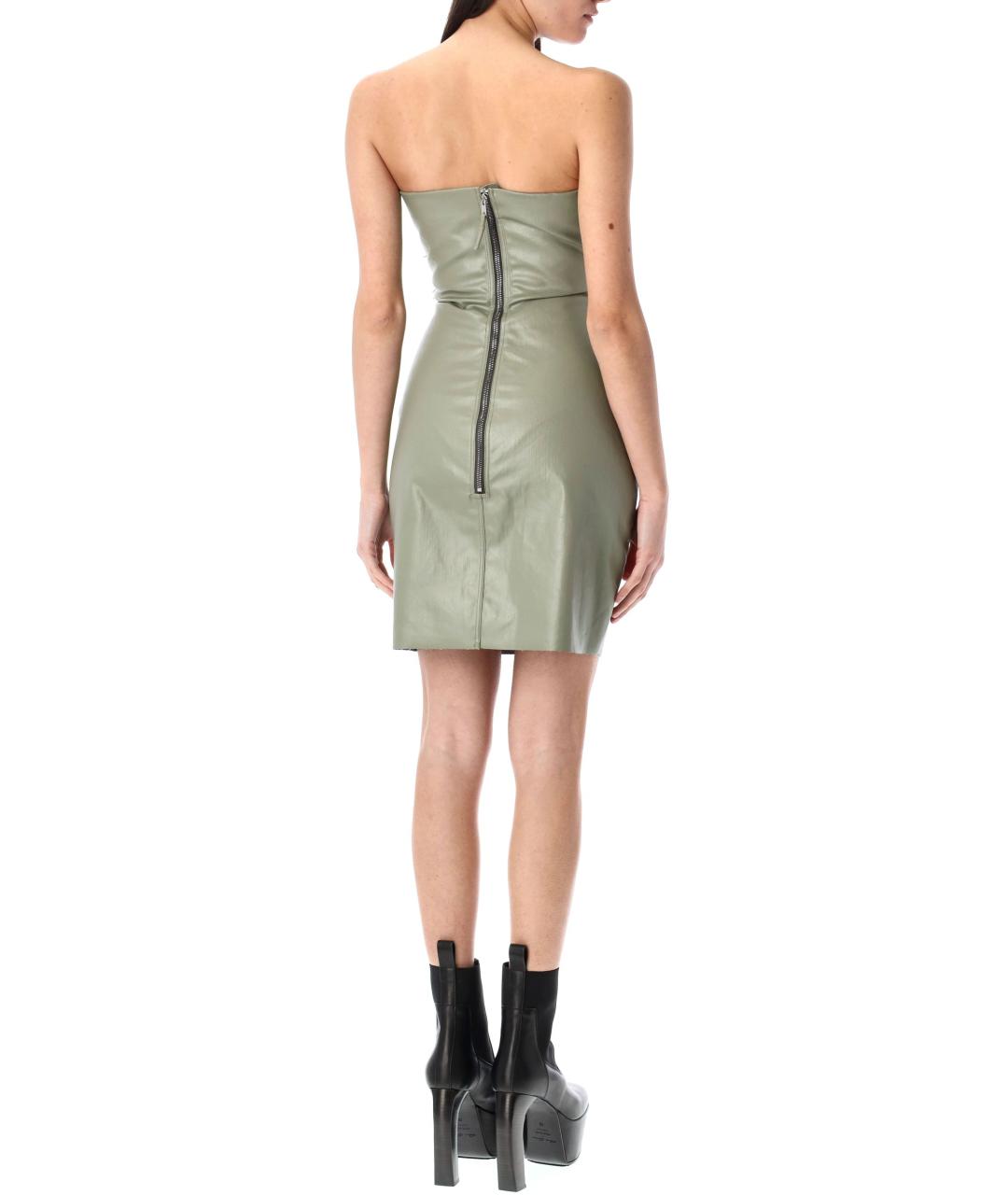 RICK OWENS Зеленые хлопковое платье, фото 2