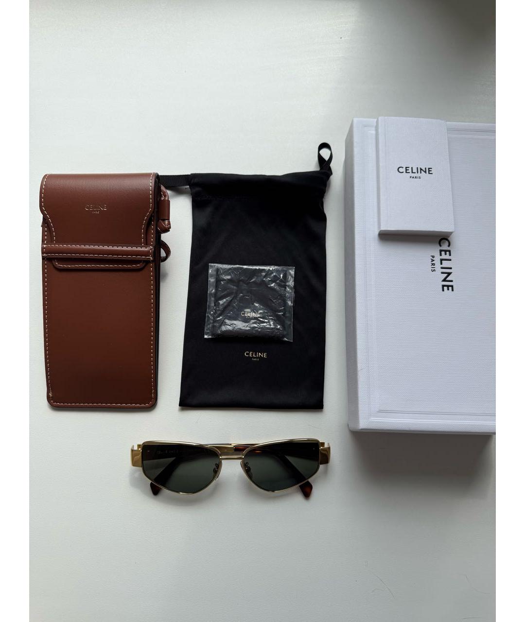 CELINE Золотые металлические солнцезащитные очки, фото 4