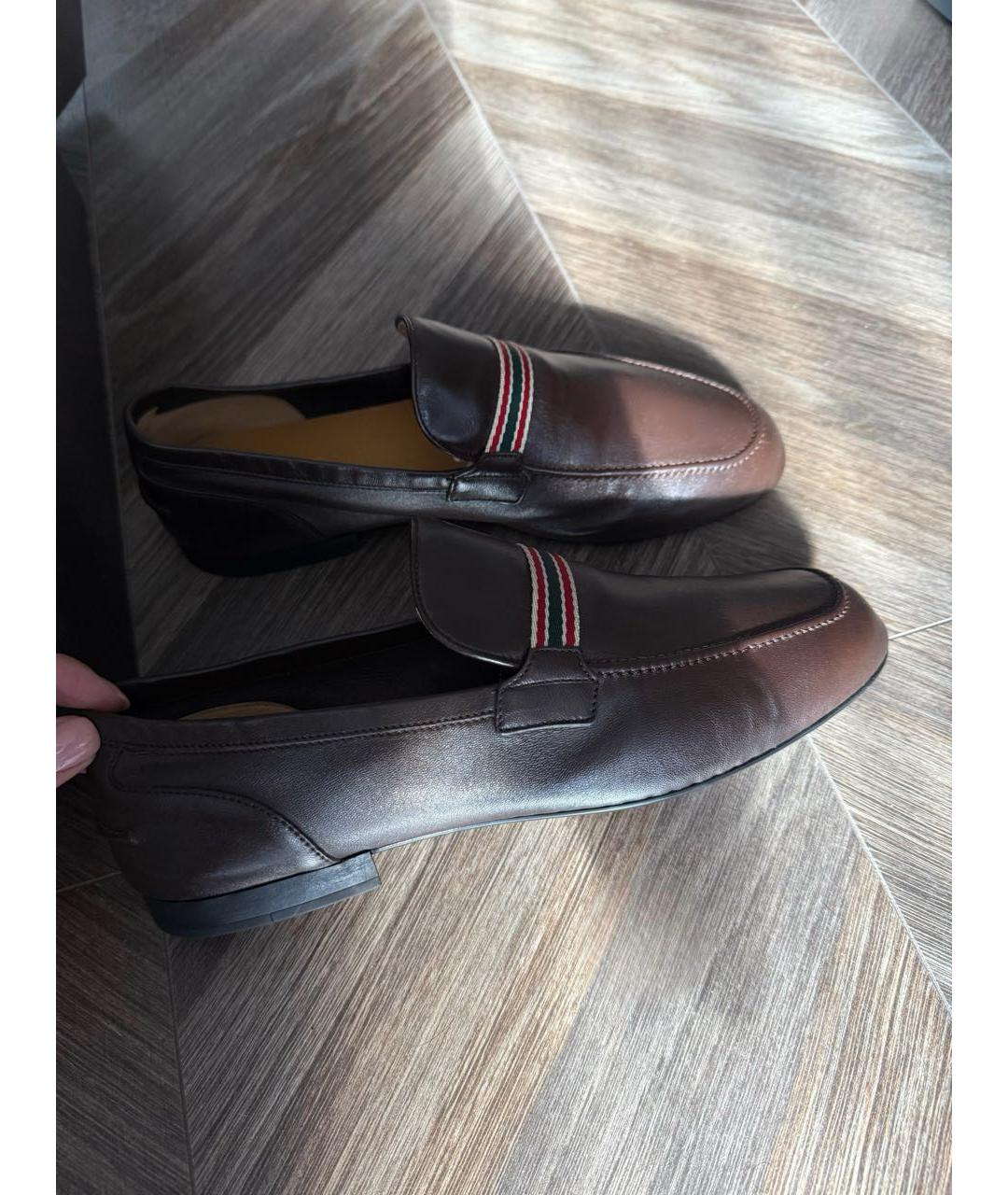GUCCI Коричневые кожаные лоферы, фото 5