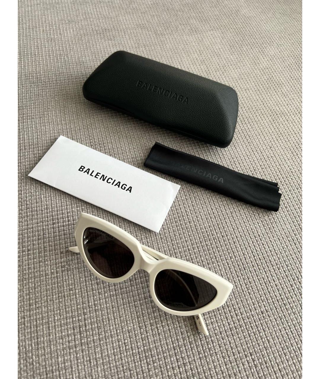 BALENCIAGA Белые пластиковые солнцезащитные очки, фото 2
