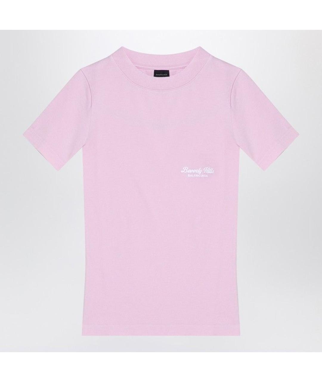 BALENCIAGA Розовая полиэстеровая футболка, фото 3