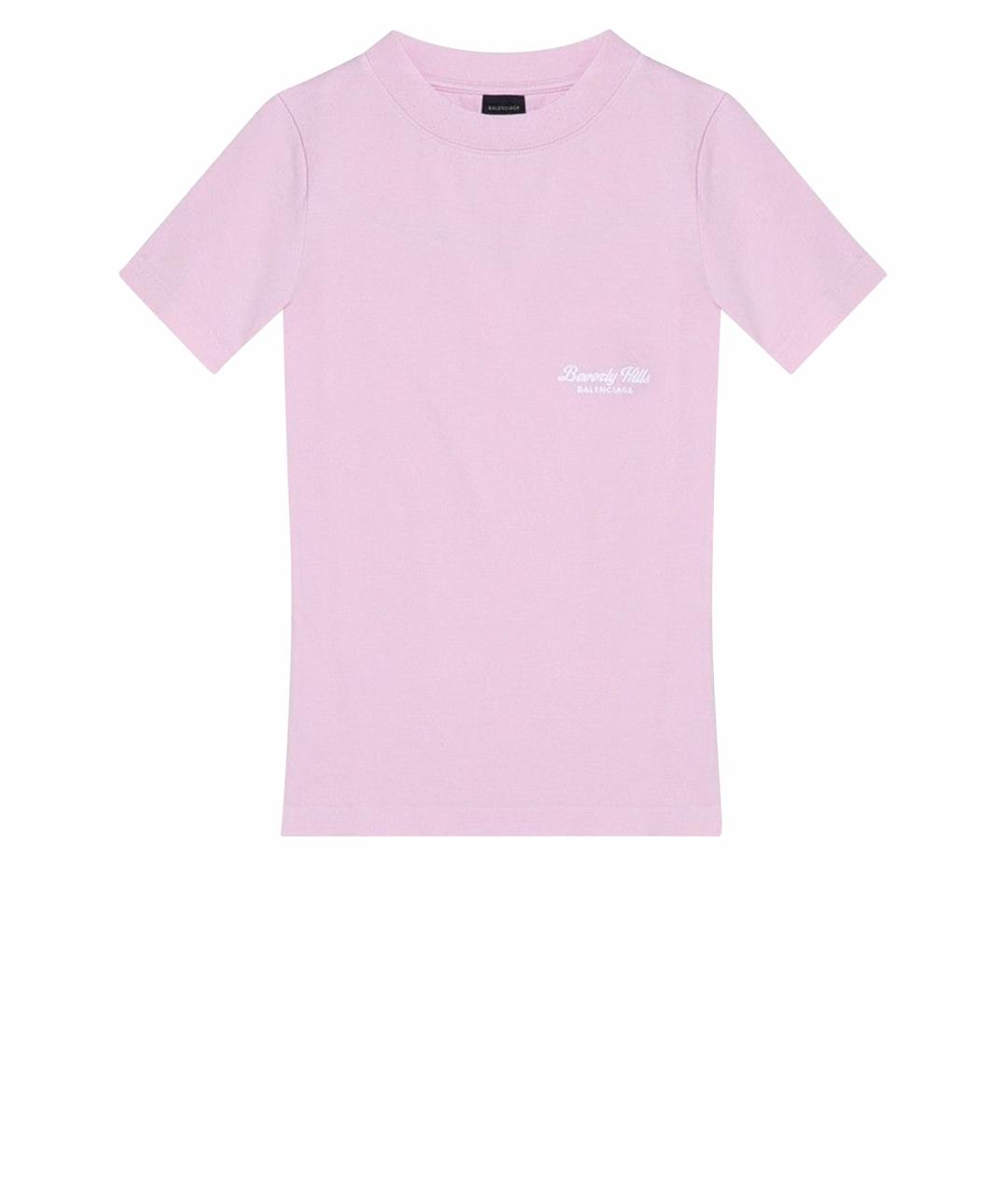 BALENCIAGA Розовая полиэстеровая футболка, фото 1