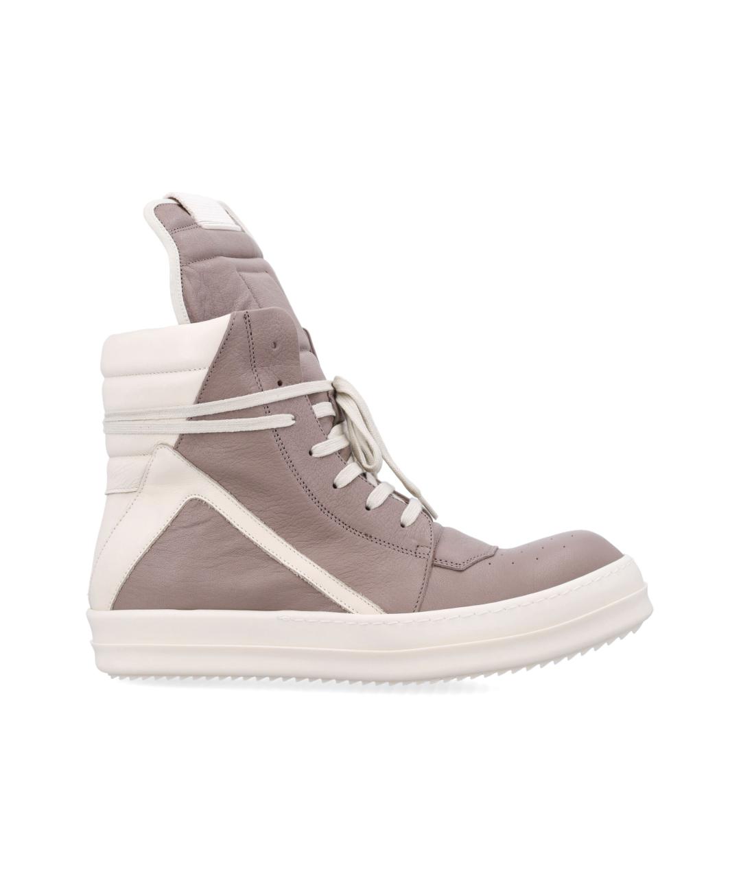 RICK OWENS Коричневые кожаные высокие кроссовки / кеды, фото 1