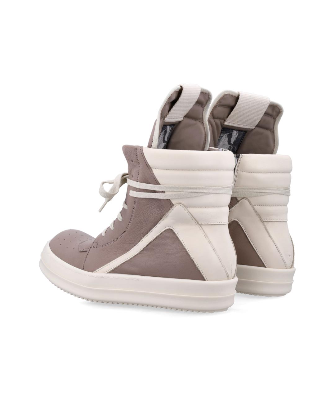 RICK OWENS Коричневые кожаные высокие кроссовки / кеды, фото 4