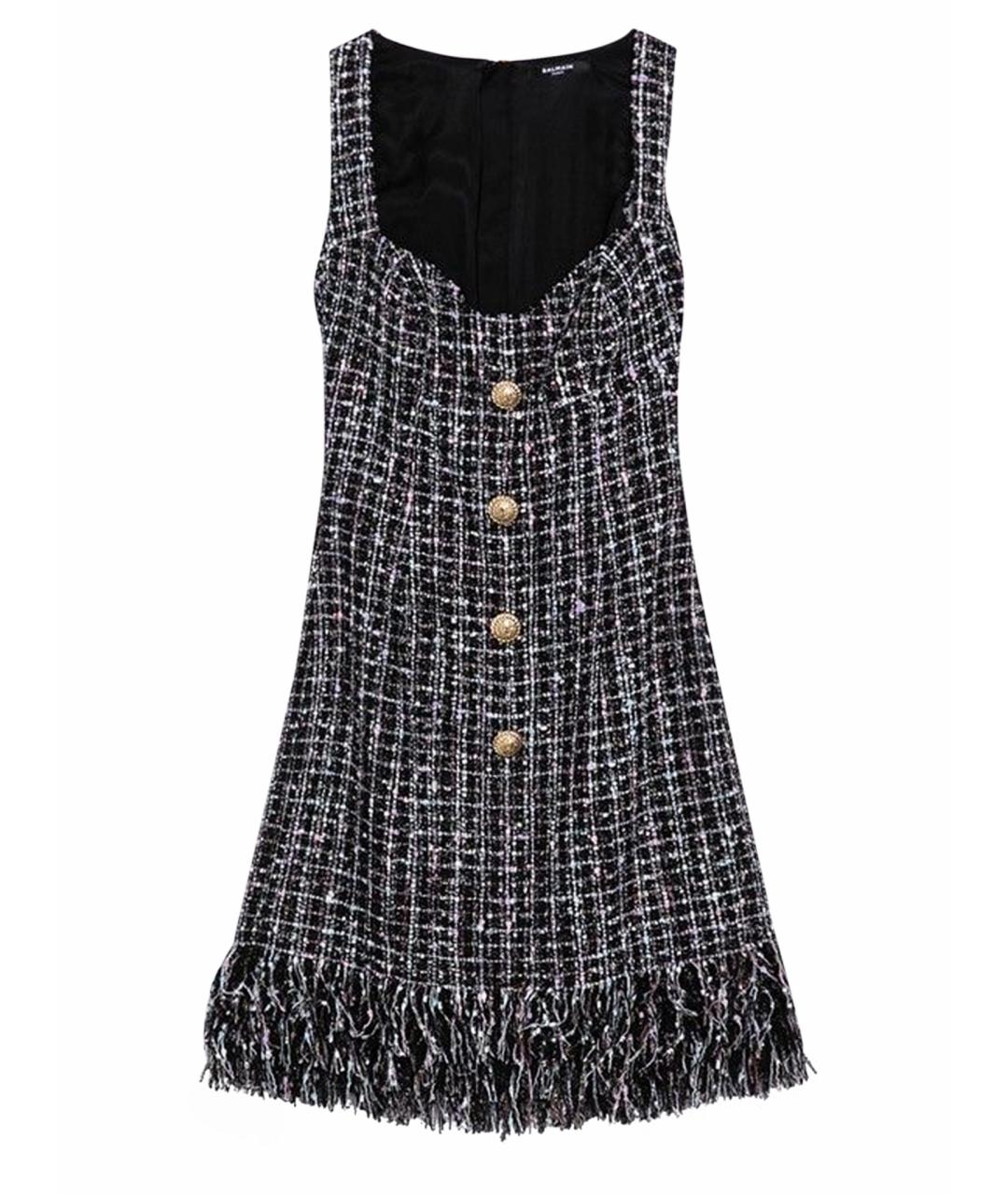 BALMAIN Черное твидовое повседневное платье, фото 1