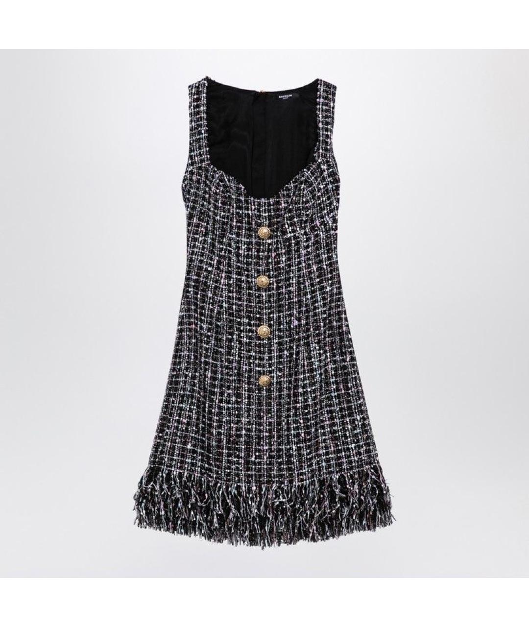 BALMAIN Черное твидовое повседневное платье, фото 3