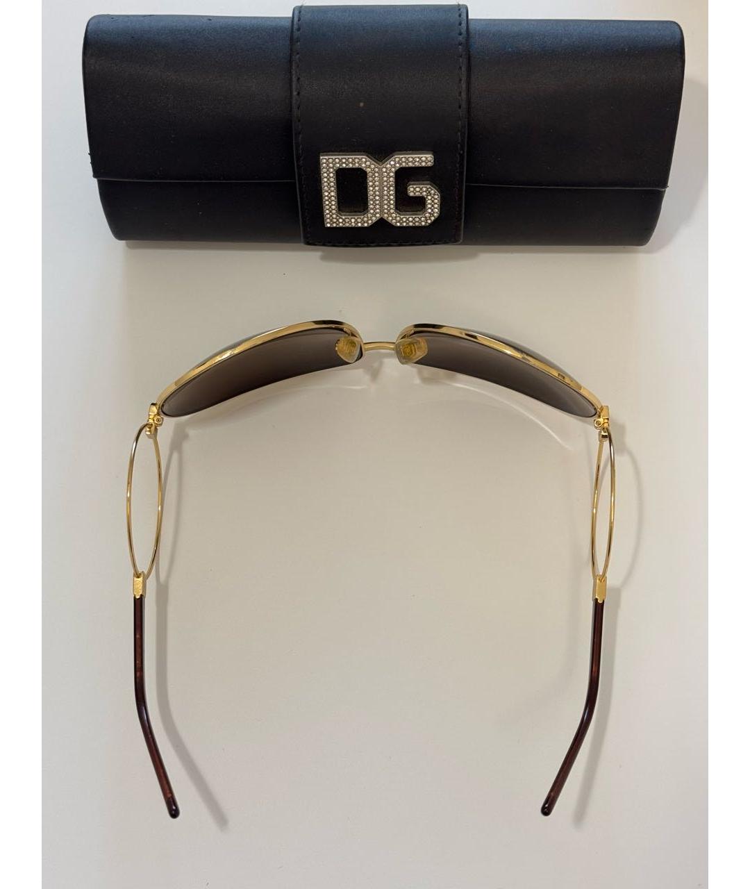 DOLCE&GABBANA Золотые металлические солнцезащитные очки, фото 4