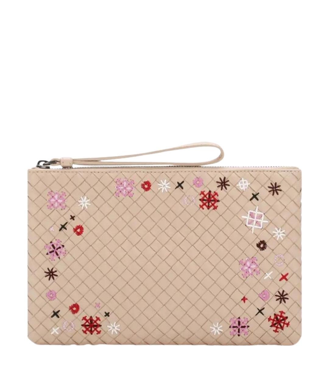 BOTTEGA VENETA Бежевая кожаная косметичка, фото 1