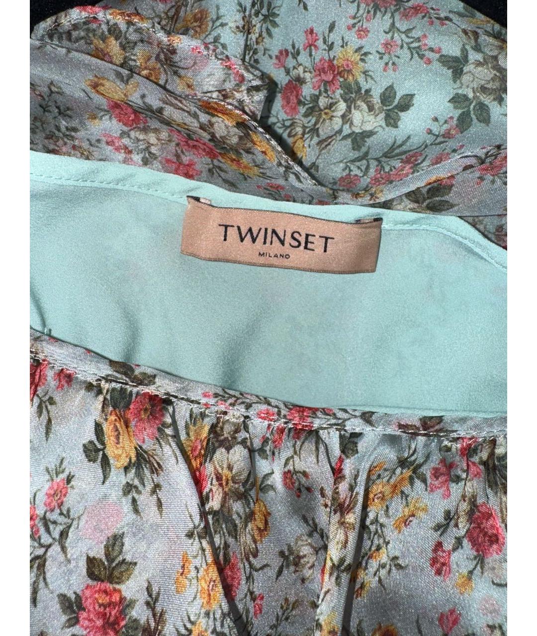 TWIN-SET Бирюзовое полиэстеровое повседневное платье, фото 3