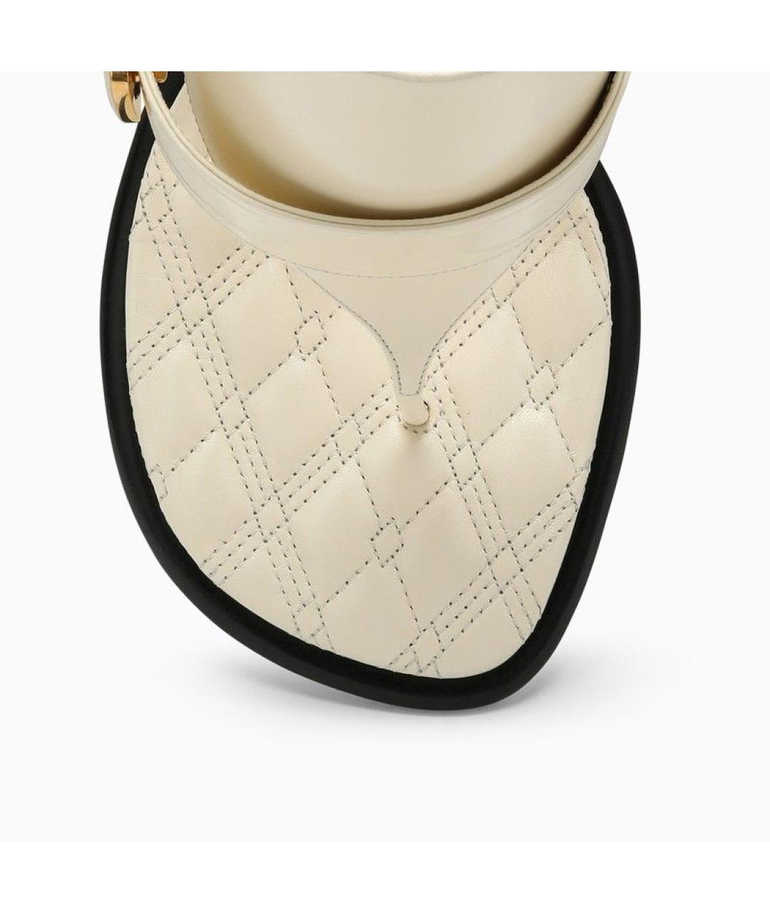 BURBERRY Бежевые кожаные мюли, фото 3