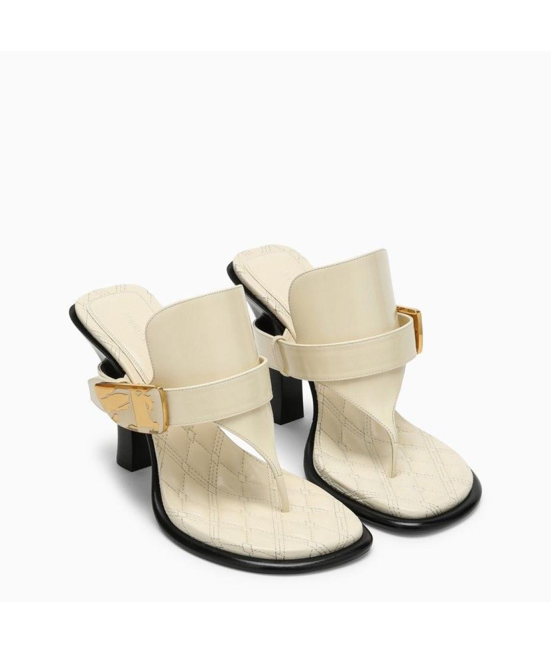 BURBERRY Бежевые кожаные мюли, фото 2