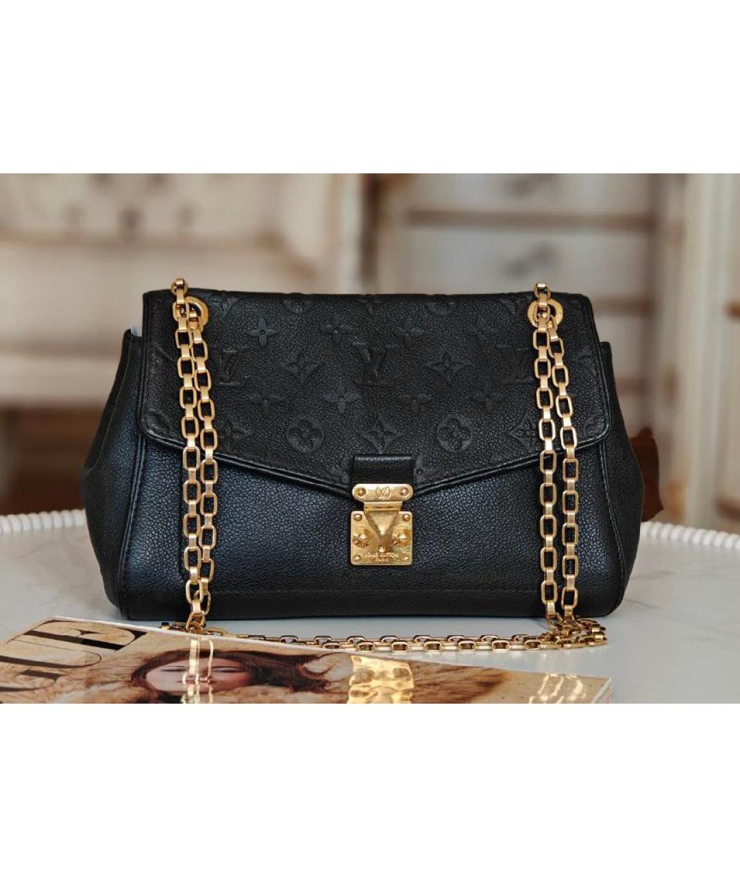 LOUIS VUITTON Черная кожаная сумка через плечо, фото 2