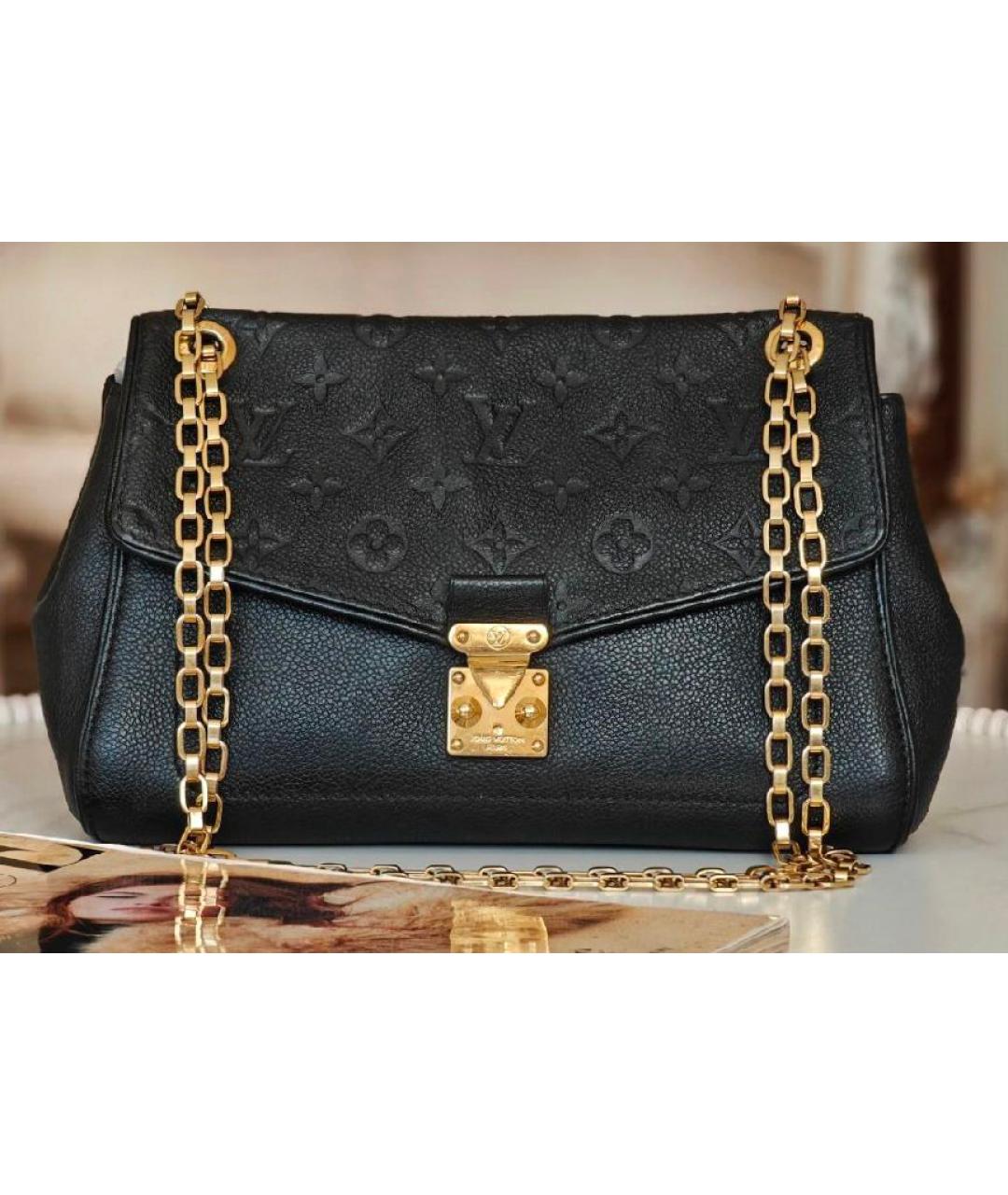 LOUIS VUITTON Черная кожаная сумка через плечо, фото 9