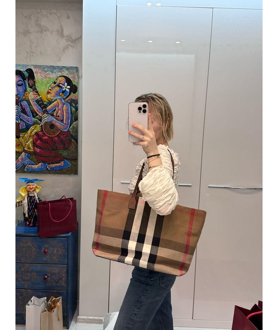 BURBERRY Мульти хлопковая сумка тоут, фото 5