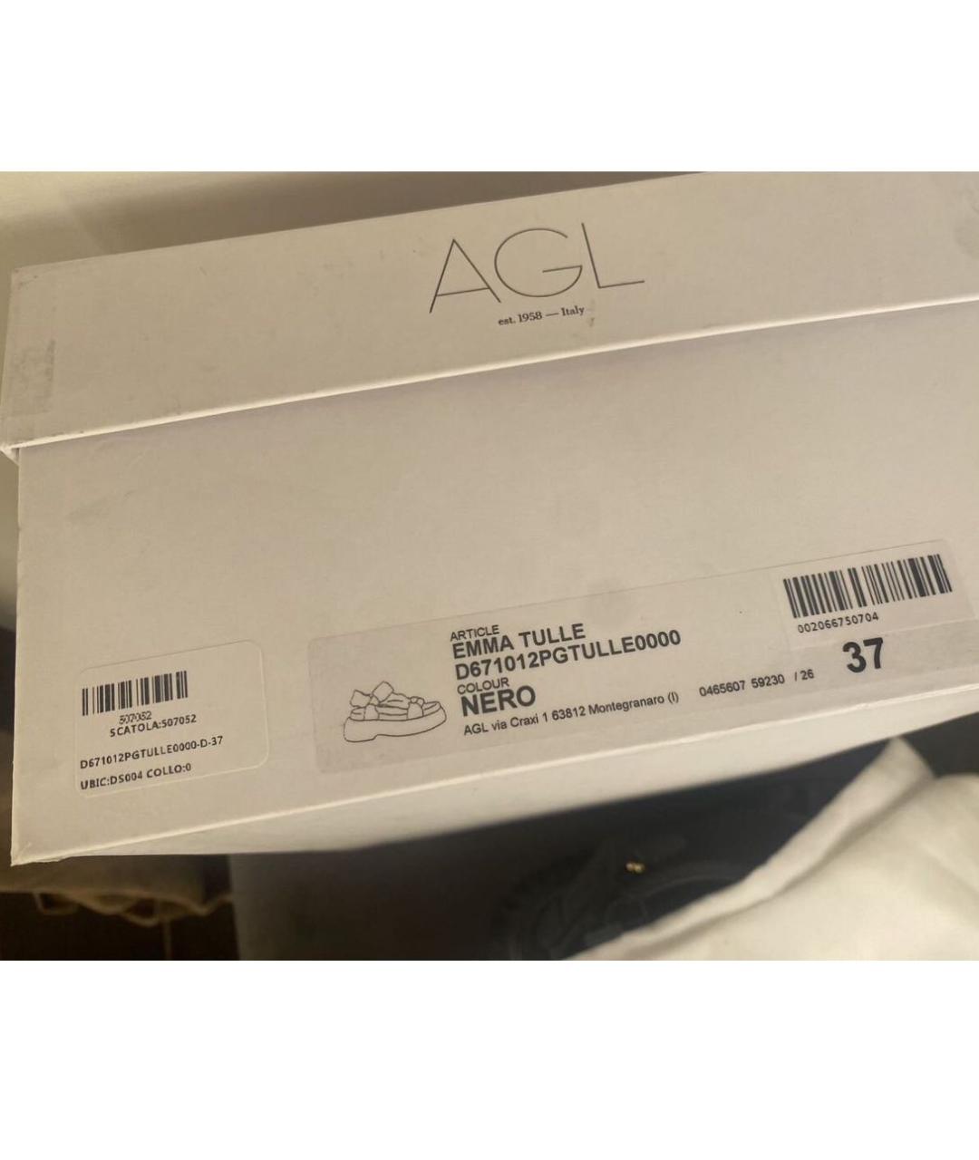AGL Черные кожаные босоножки, фото 7
