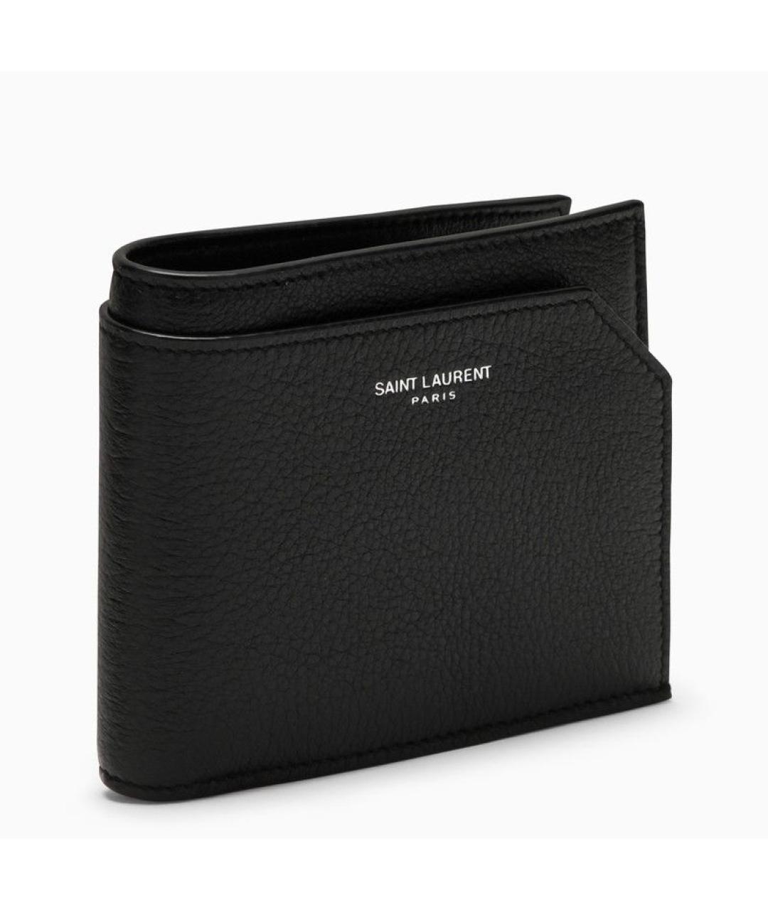 SAINT LAURENT Черный кожаный кошелек, фото 1