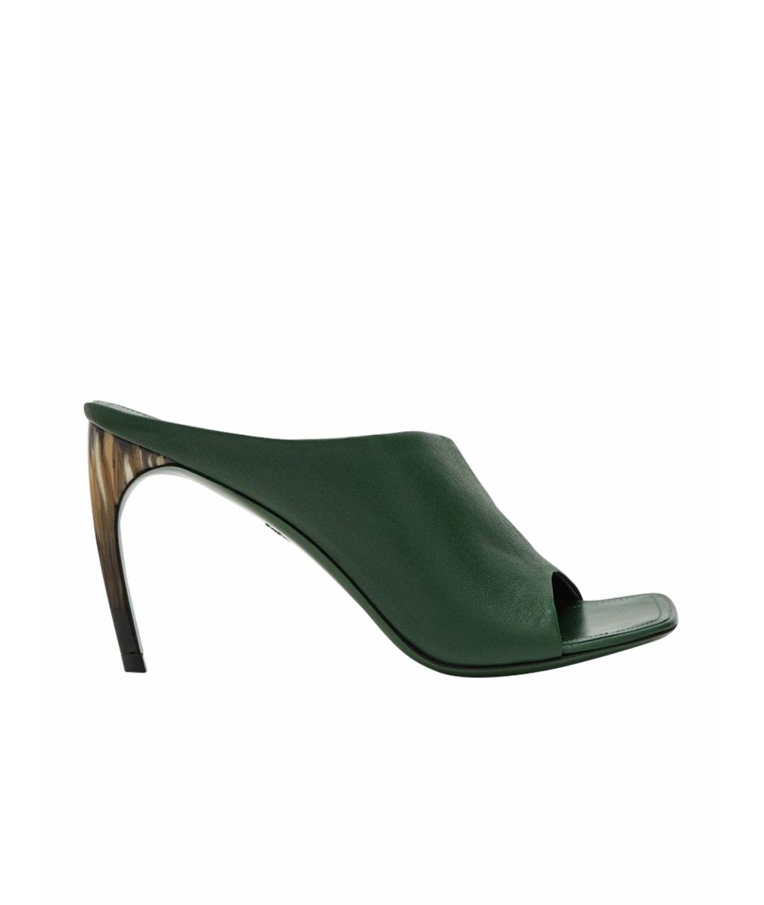FERRAGAMO Зеленые кожаные сабо, фото 1