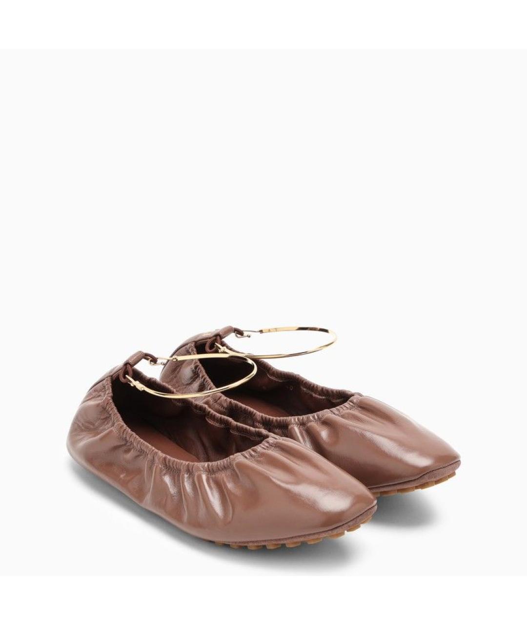 FENDI Бордовые кожаные балетки, фото 2