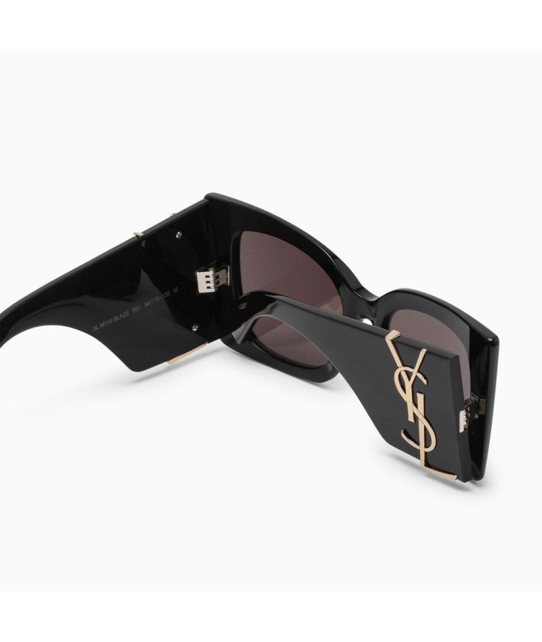 SAINT LAURENT Черные пластиковые солнцезащитные очки, фото 3
