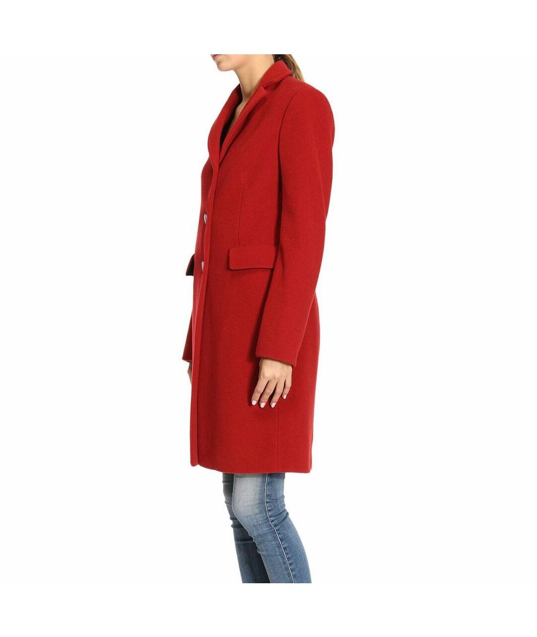 LOVE MOSCHINO Красное шерстяное пальто, фото 5