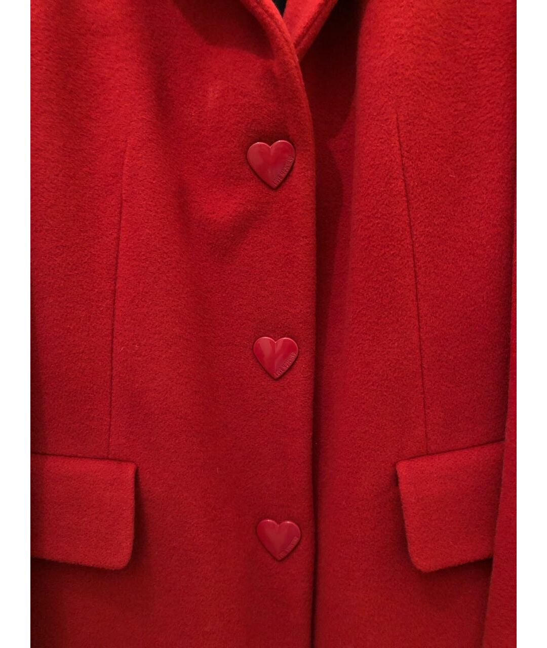 LOVE MOSCHINO Красное шерстяное пальто, фото 4