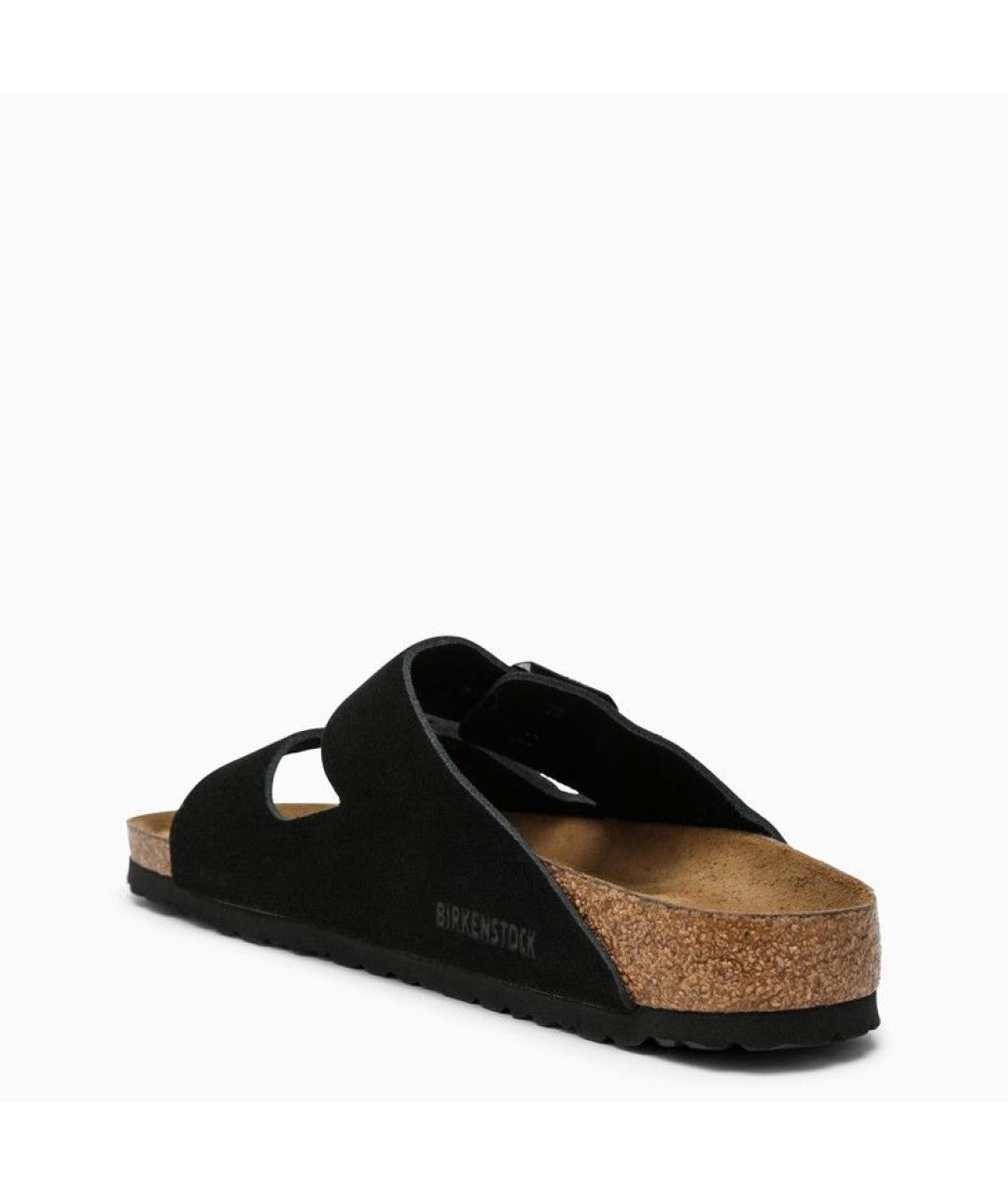 BIRKENSTOCK Черные кожаные шлепанцы, фото 4