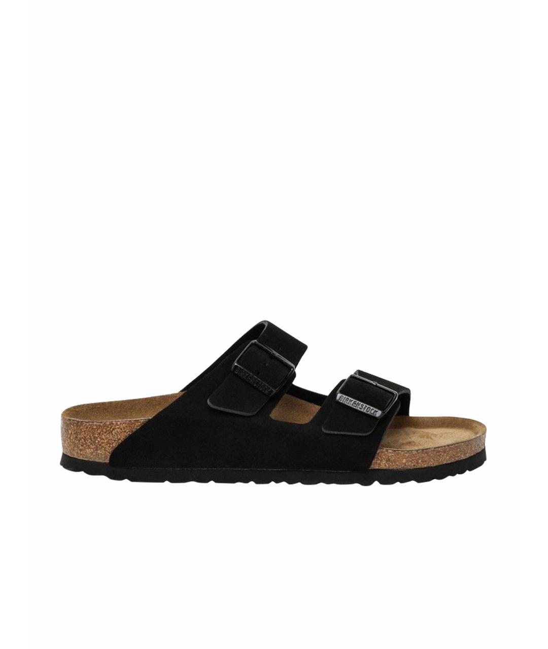 BIRKENSTOCK Черные кожаные шлепанцы, фото 1