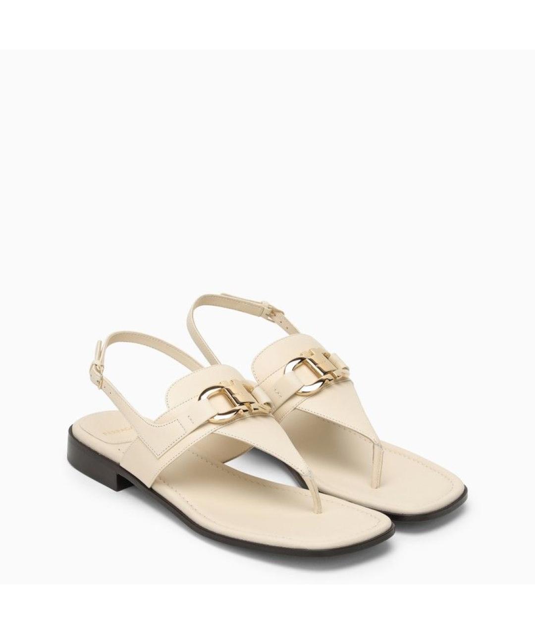 FERRAGAMO Бежевые кожаные сандалии, фото 2