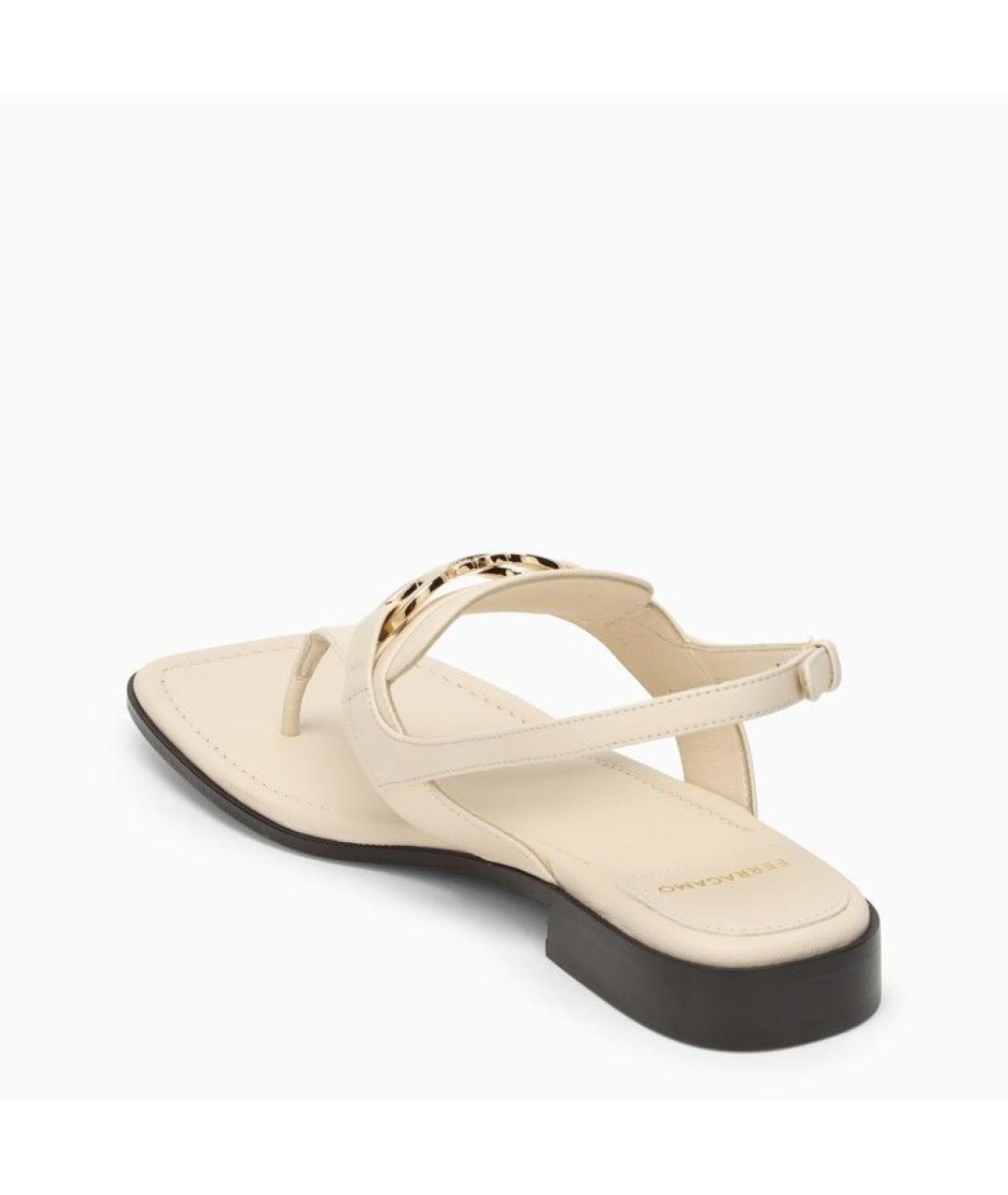 FERRAGAMO Бежевые кожаные сандалии, фото 4