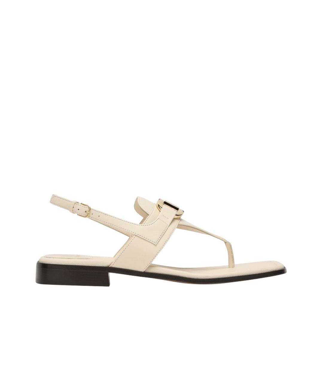 FERRAGAMO Бежевые кожаные сандалии, фото 1