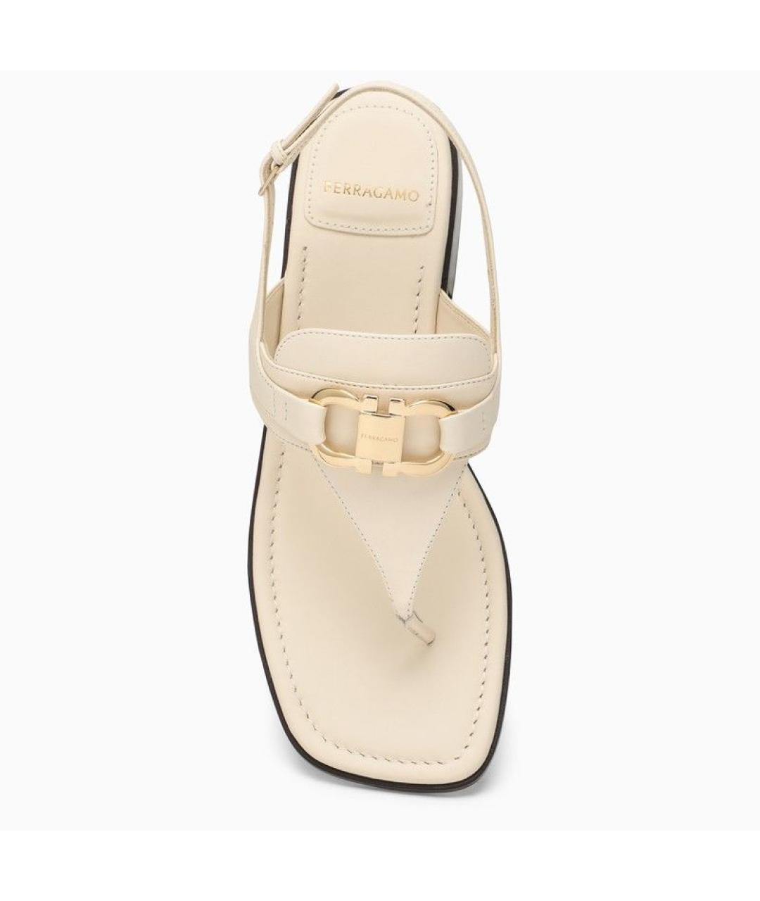 FERRAGAMO Бежевые кожаные сандалии, фото 3