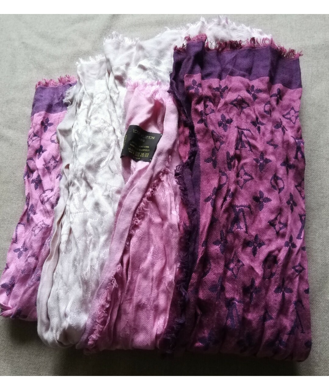 LOUIS VUITTON PRE-OWNED Фиолетовый шерстяной шарф, фото 3