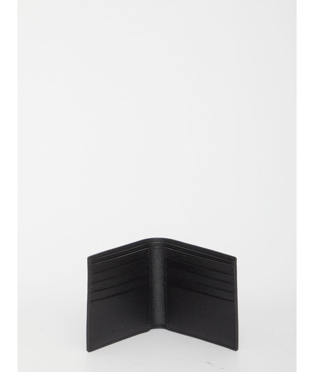 SAINT LAURENT Черный кожаный кошелек, фото 4