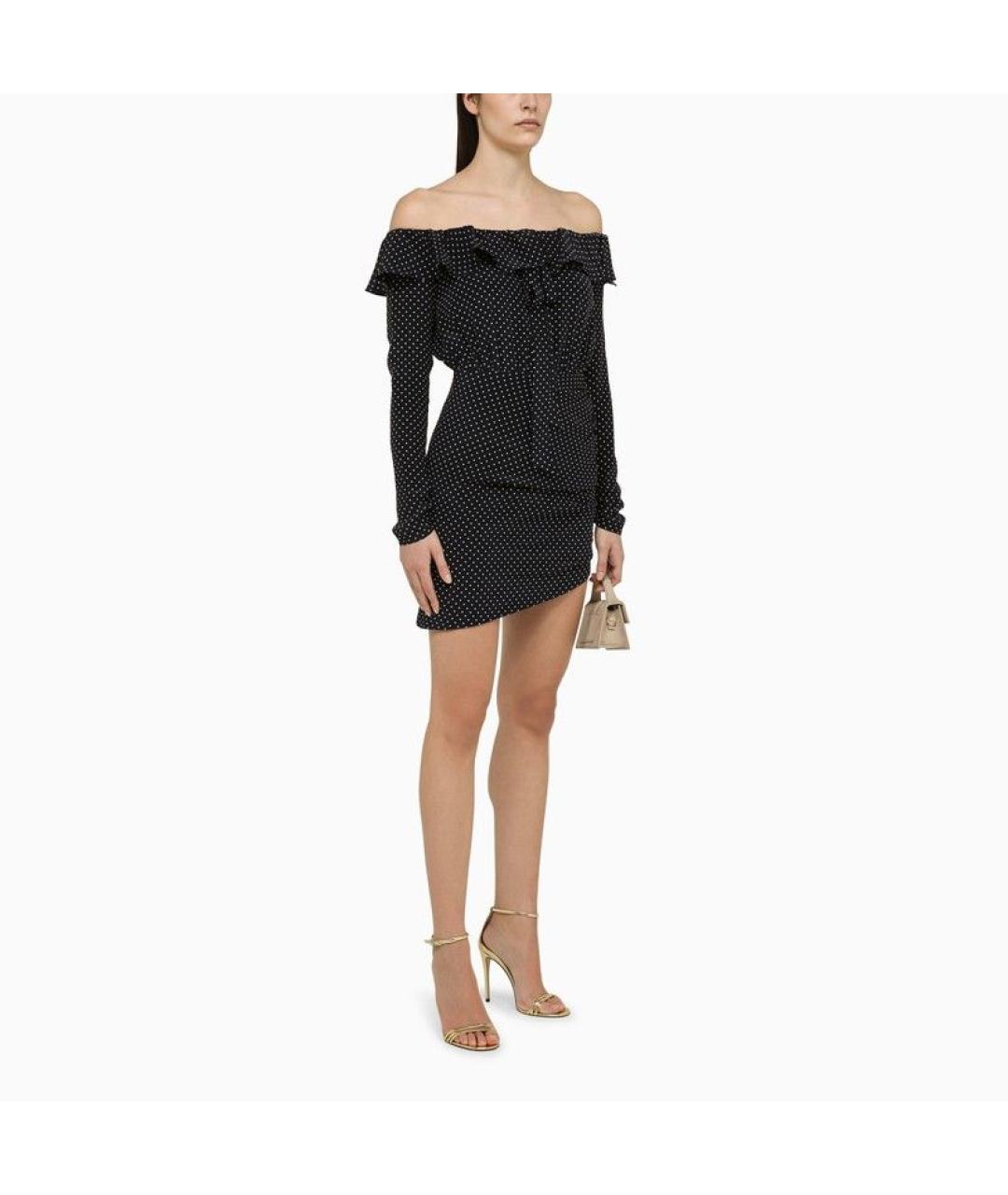 ALESSANDRA RICH Черное шелковое коктейльное платье, фото 3