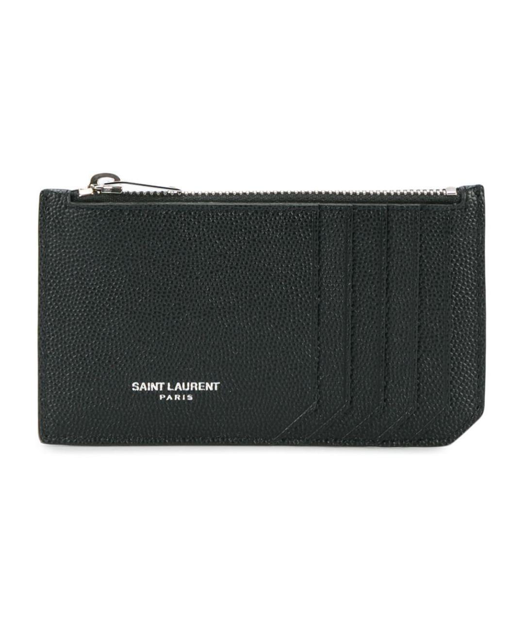 SAINT LAURENT Черный кожаный кошелек, фото 1