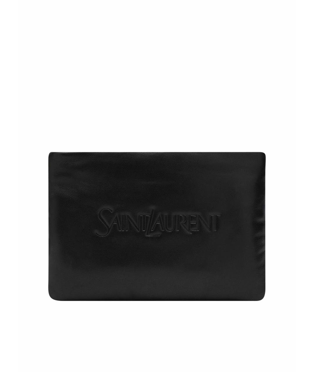 SAINT LAURENT Черная кожаная барсетка, фото 1