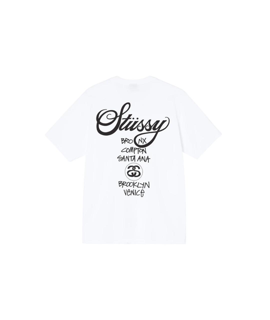 STUSSY Белая хлопковая футболка, фото 2