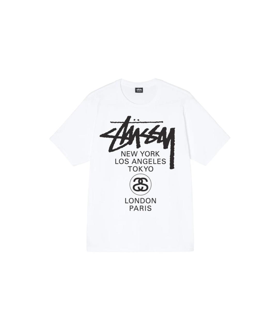STUSSY Белая хлопковая футболка, фото 1