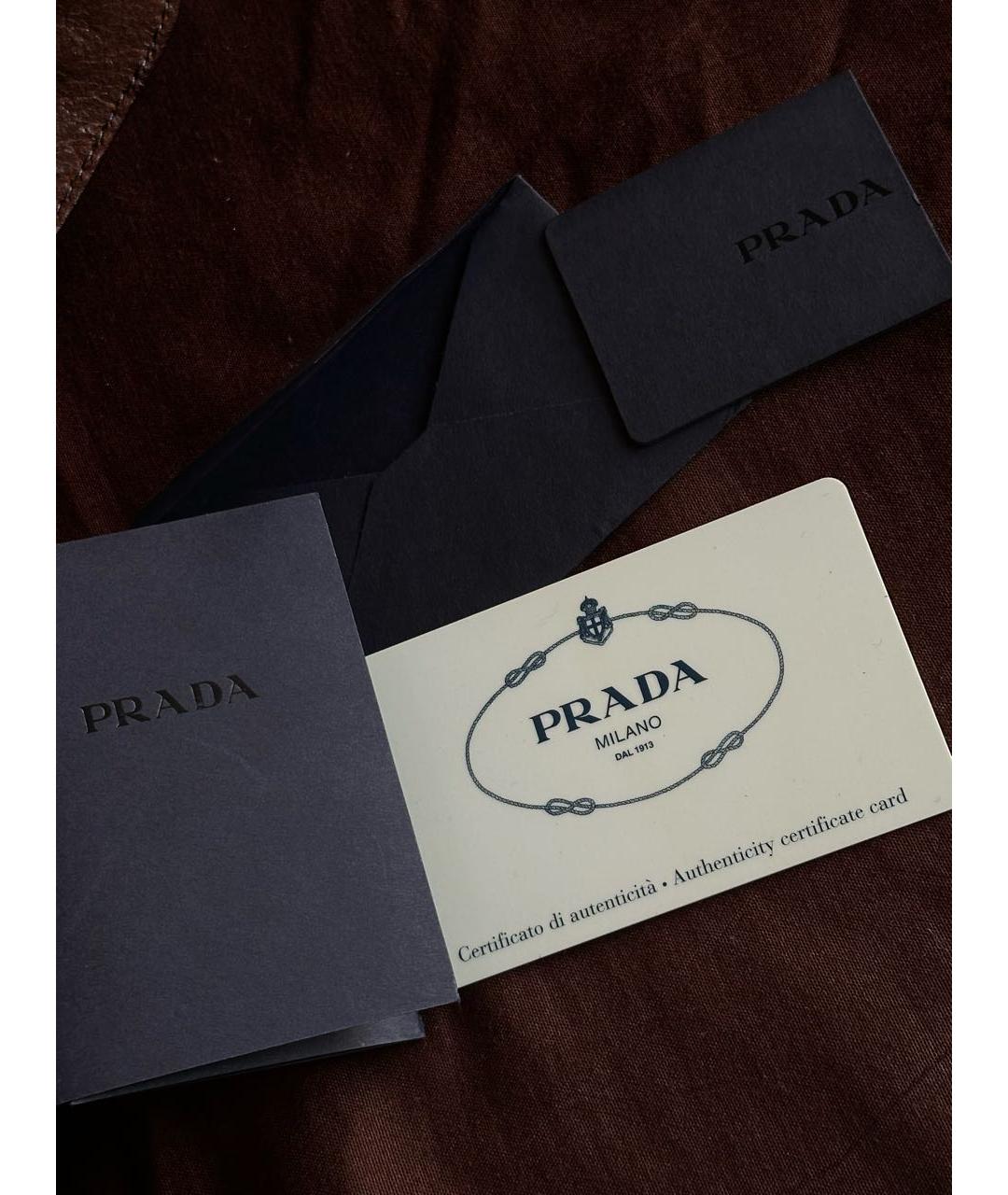 PRADA Коричневая кожаная сумка с короткими ручками, фото 5