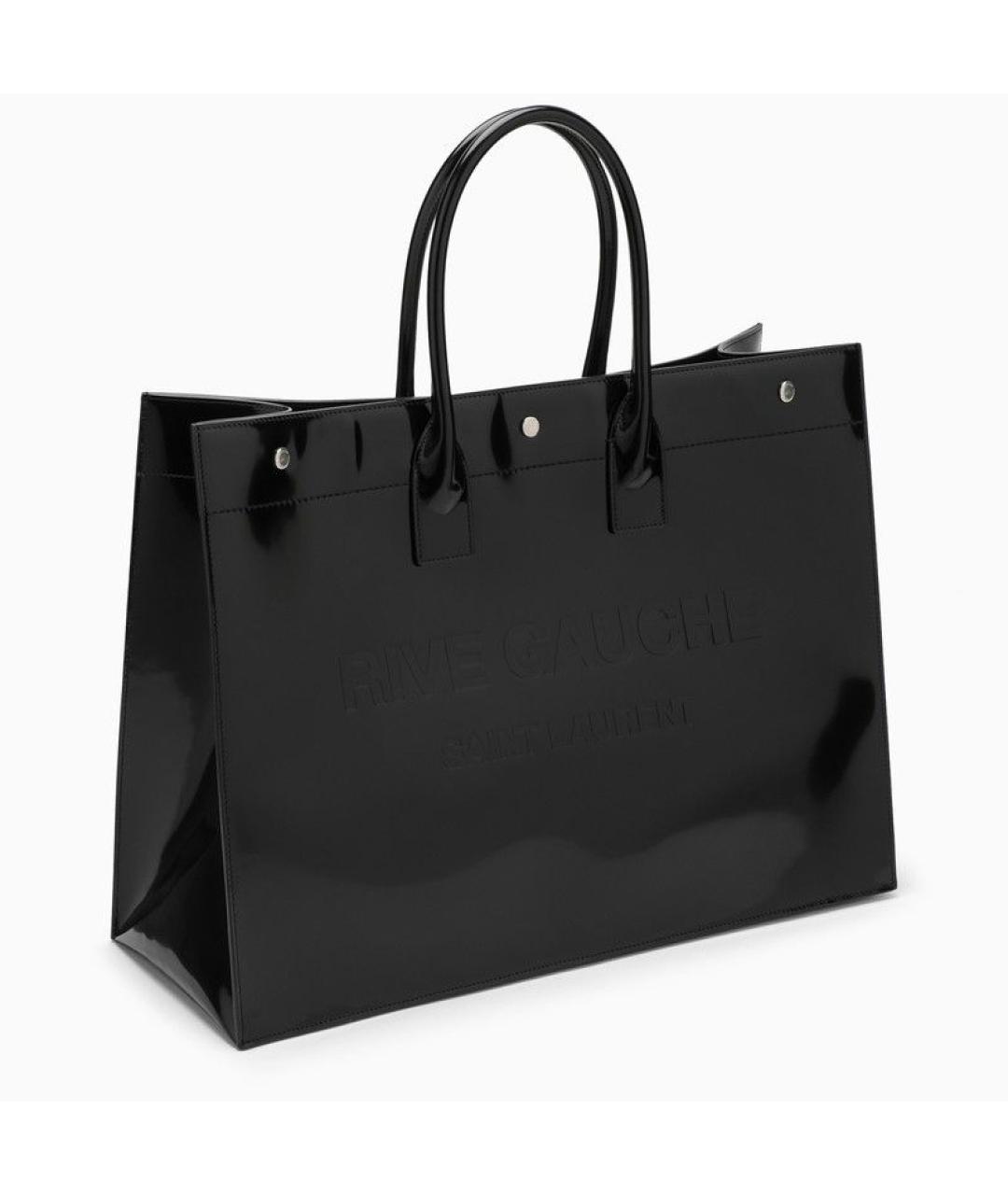 SAINT LAURENT Черная кожаная сумка тоут, фото 2
