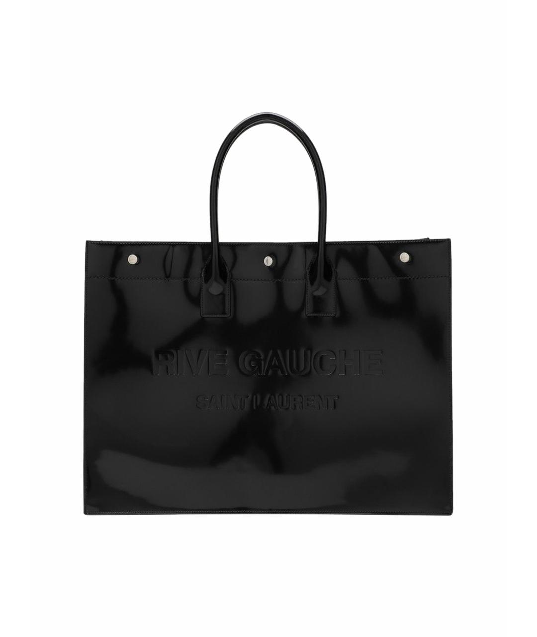 SAINT LAURENT Черная кожаная сумка тоут, фото 1