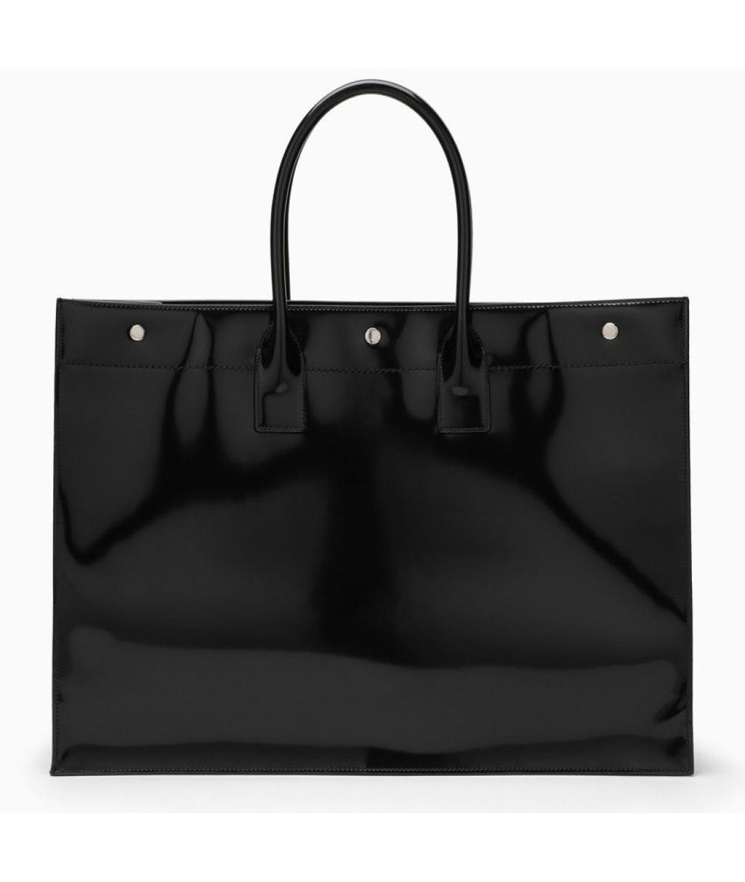 SAINT LAURENT Черная кожаная сумка тоут, фото 3