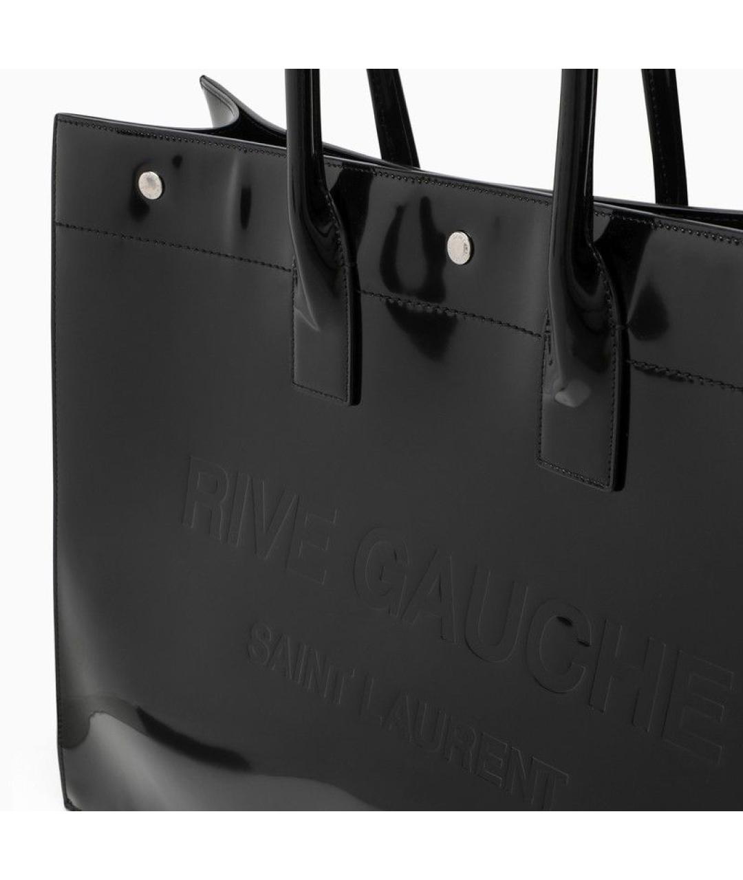 SAINT LAURENT Черная кожаная сумка тоут, фото 5