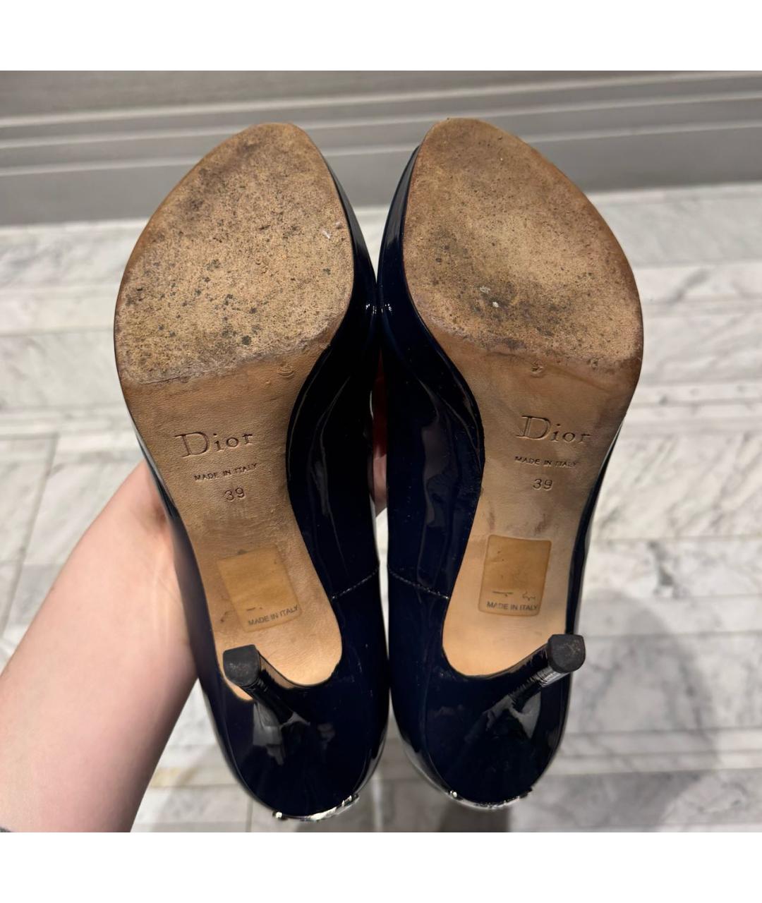 CHRISTIAN DIOR Темно-синие туфли из лакированной кожи, фото 5