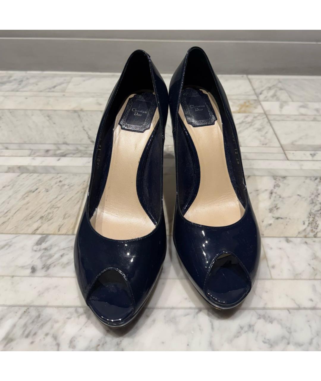 CHRISTIAN DIOR Темно-синие туфли из лакированной кожи, фото 2